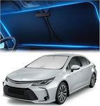 Windshield Sunshade for Toyota Corolla 2020 2021 2022 2023 2024 2025 2026 - Innovative No-Light-Pass Technology, Mirror Cut-Out, Blocks 99% UV Rays, Easy-Fold Corolla Windshield Sun Shade