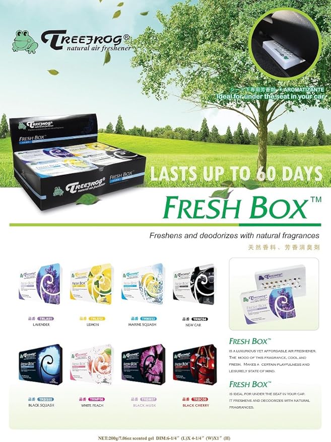 Lemon Scent 4 Pack, Treefrog Natural Air Freshener Fresh Box (AKA Xtreme Fresh)