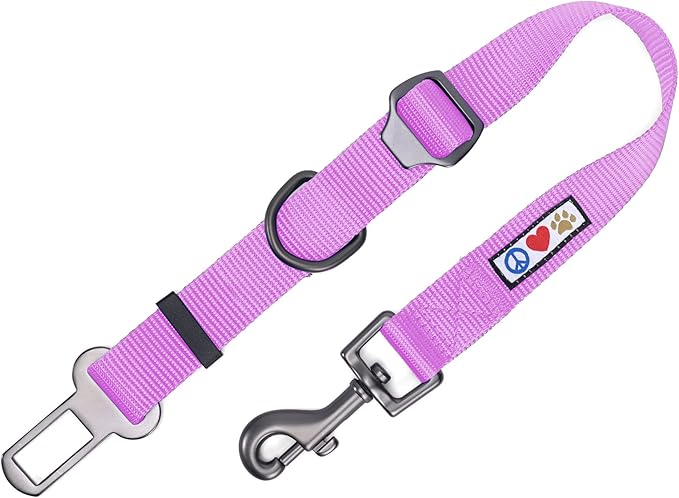 Pawtitas Dog Seat Belt | Pet Safety Seat Belt with Adjustable Strap for Small to Large Dogs | Exceeds Dog Safety Standards | Keep Your Dog Secure in The Car - Purple Orchid Car Seat Belt for Dogs