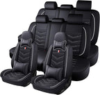 Car Seat Cover 8 Seats for Toyota Highlander 2001-2025, Waterproof Durable Premium Leather Car Seat Protector, Comfortable Anti-Slip Stylish Sport Seat Cover(8 Seats Luxury,Black White)