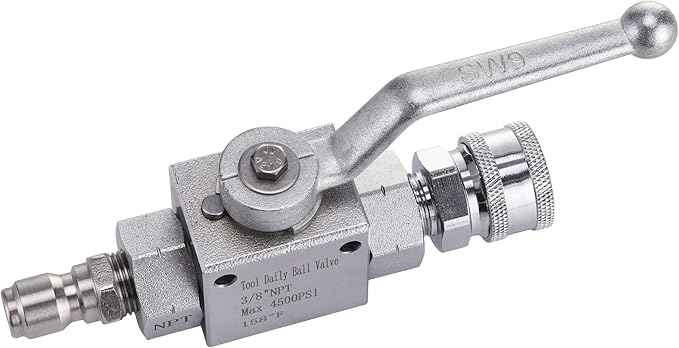 Tool Daily High Pressure Washer Ball Valve Kit, 3/8 Inch Quick Connect for Power Washer Hose, 4500 PSI