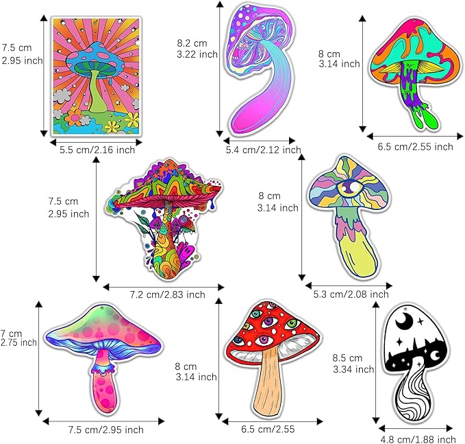 GTOTd Mushroom Refreshing Ice Car Air Freshener Card（8Pack）Mushroom Decor Christmas Ornament Stocking Stuffer Car Accessories Hippie Gifts Merch Pendant Room for Hanging Rearview Household