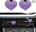 2PCS Bling Heart Air Vent Clips, Heart Car Accessories, Bling Heart Charm Air Conditioning Outlet Clip, Car Interior Decor Air Fresheners Vent Clips Universal Fit for Women and Girls (Purple)