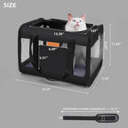 YUNIQUE Soft-Sided Cat & Dog Carrier for Pets Up to 15 Lbs, Airline Approved Collapsible Travel Puppy Carrier with Lightweight Fabric Design (Black)