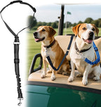 Dog Seat Belt Tether for Golf Cart, Adjustable Golf Dog Collar Leash for Car, Pet Dog Seat Belt Harness for Golf Cart Pet Safety Protection to Prevent Accidental Injury (Black)