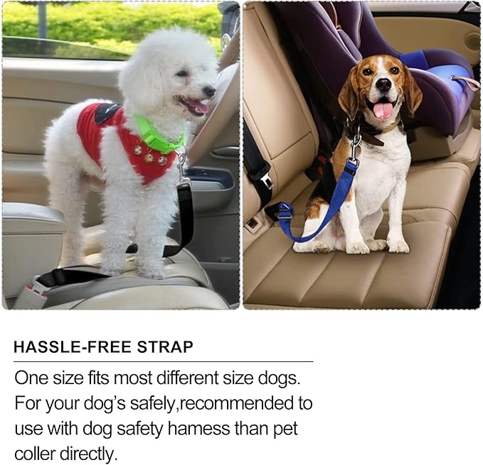 BLMHTWO Dog Seat Belt,3 Piece Adjustable Dog Car Harness Dog Seatbelt Durable Nylon Retractable Pet Seat Belt Dog Accessories Leash Leads Car Vehicle Seatbelt for Dogs Cats and Pets