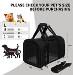Carriers Soft-Sided Pet Carrier for Medium Large Cats Dogs Under 35Lbs,Breathable Mesh Ventilation Design,Airline Approved Cat Carrying Case(X-Large,Black)