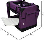 EliteField 4-Door Folding Soft Dog Crate with Curtains, Carrying Bag and Fleece Bed (2 Year Warranty), Indoor & Outdoor Pet Home (24" L x 18" W x 21" H, Purple+4 Door Curtains)