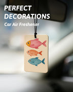 Coastal Beach Car Air Freshener 4 Pcs, Trendy Beachy Oyster Fish Seashell Guest Check Hanging Air Freshener for Cars Closet Drawer Books, Beach Car Accessories Mirror Decor for Women