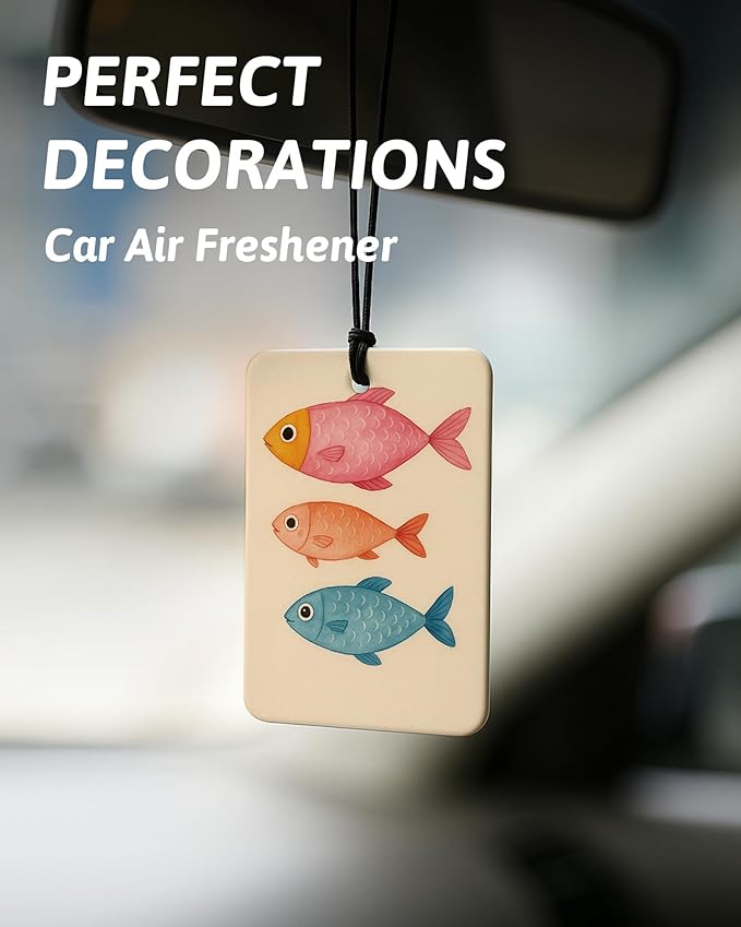 Coastal Beach Car Air Freshener 4 Pcs, Trendy Beachy Oyster Fish Seashell Guest Check Hanging Air Freshener for Cars Closet Drawer Books, Beach Car Accessories Mirror Decor for Women