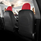 Tesla Model Y Seat Cover 2020-2024 Waterproof Nappa Leather Seat Cover Fully Wrapped (TY-Red+Black)