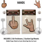 2PCS Car Air Fresheners | The Air Freshener That Swings Back And Forth | Skull & Roses, Hands Middle Finger, Heavy Metal Sign,Scents Include, New Car, Forest Fresh, Black Ice (Hands)