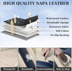 Coverado Car Seat Covers Full Set, Leather Seat Covers for Cars, Automotive Seat Covers Car Seat Protectors Car Accessories Universal Fit for Most Sedans SUV Pick-up Truck(Blue&Beige)