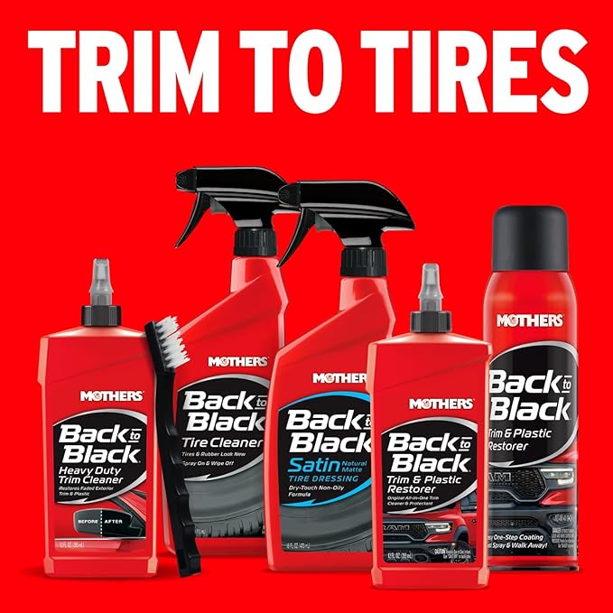 Mothers Back-to-Black Trim & Plastic Restorer, 10 oz. Aerosol — Removes Oxidation, Dirt & Wax Residue – Restores Faded Trim & Provides Long-Lasting Protection (06110)