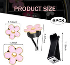 6PCS Daisy Flower Air Vent Clip, Cute Car Air Fresheners Clips, Refillable Auto Air Conditioning Outlet Clips Diffuser, Air Vents Decorations for Women and Girl (Black, White, Pink)
