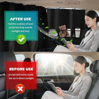2PCS Rear Car Window Shades+1PC Car Privacy Curtains Kit,Upgraded Window Shade for Cars with 3 Mesh Storage Pockets,Summer Essentials Insulated Windows Cars Shades for Most Vehicle (Storage Pockets)