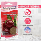 Super Sheet, Organic Under the Seat Car Air Freshener, Long Lasting Fragrance, Cranberry Scent