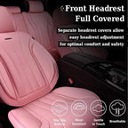 Coverado Seat Covers for Cars, Leather Car Seat Covers Full Set, Pink Waterproof Seat Covers, Luxury Car Seat Protector, Front and Back Car Seat Cushions Universal Fit for Most Sedans, Trucks, SUV
