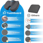 TushGuard Seat Cushion, Office Chair Cushions, Car Seat Cushion, Non-Slip Relief Chair Pad, Memory Foam Butt Pillow for Computer Desk, Office Chair, Grey