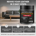 Leather Recoloring Balm - Scratch Repair & Color Restore Kit for Faded Leather, Leather Couch & Car Seats - 12OZ Leather Restorer Balm for Furniture, Auto Interior, Vinyl, Accessories (Dark Gray)