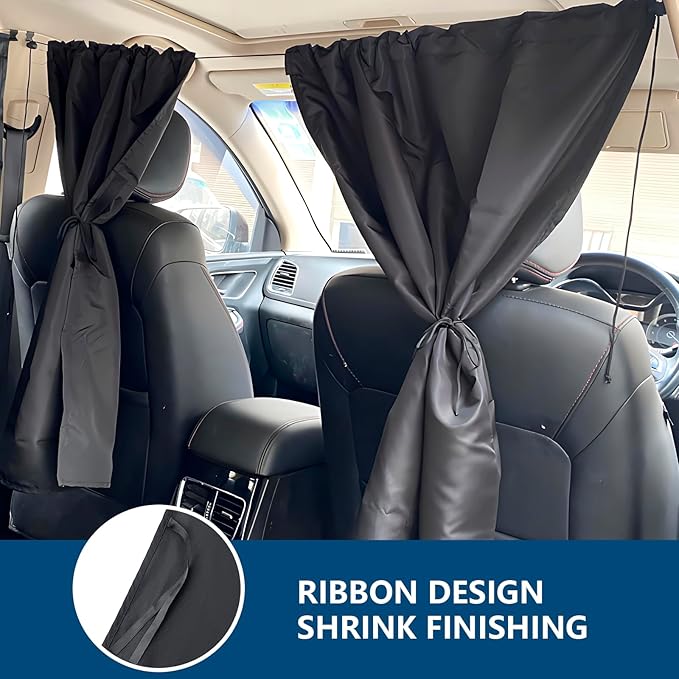 5PCS Car Privacy Curtains, Auto Window Shades Kit with 2 Front&Rear Side Window Shades, 98% Light Blocking Divider Curtain, Privacy Window Cover, Baby Shade for Sleeping, Car Camping Essentials