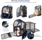 Lekebobor Extra Large Cat Backpack Carrier Expandable Pet Carrier Backpack for Small Dogs Medium Cats Fit Up to 18 Lbs, Dog Backpack Carrier, Foldable Puppy Backpack Carrier for Travel, Hiking,Blue