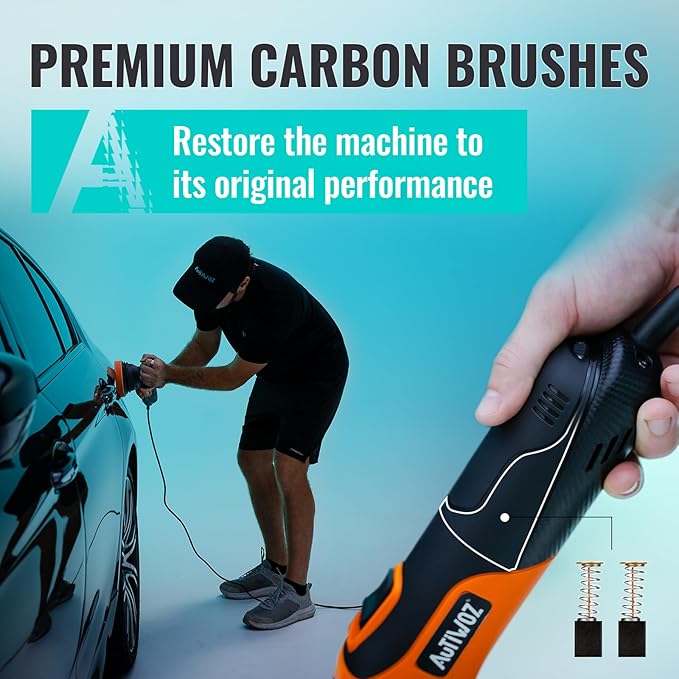 Car Buffer Polisher, 5 Inch Dual Action Polisher for Car Detailing, 9mm Random Orbital Car Polisher Buffer Kit, 6 Speeds 2000-6200RPM, 4 Buffing Pads for Car detailing, Polishing, Waxing, W01