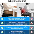 Seat Cushions for Office Chairs Wheelchair Cushion for Long Sitting Back Pain，Memory Foam Seat Car Computer Desk Chair Cushion，Coccyx Cushion for Tailbone Pain Relief Cushion Office Chair Charcoal