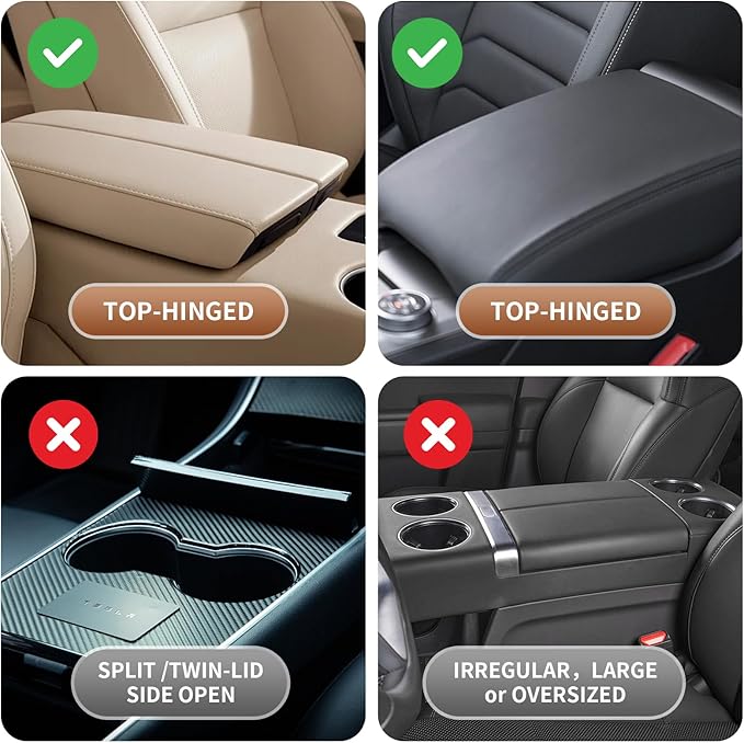 5-in-1 Car Armrest Cushion, Multifunctional PVC Leather Center Console Armrest Pillow Elbow, Universal Arm Box Pad Cover with Cup Holder, Phone Slot, Tissue Box Slot & 2 Storage Bags, Beige