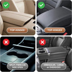 5-in-1 Car Armrest Cushion, Multifunctional PVC Leather Center Console Armrest Pillow Elbow, Universal Arm Box Pad Cover with Cup Holder, Phone Slot, Tissue Box Slot & 2 Storage Bags, Black