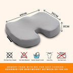GRAND PITSTOP Memory Foam Seat Cushion for Office Chair Car & Home Orthopedic Tailbone & Sciatica Pain Relief Pad Ergonomic U-Shaped Design with Cooling Foam, Non Slip Base & Washable Cover