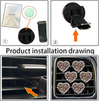 6 Pcs Heart Air Vent Clips, Leopard Print Heart Car Air Fresheners Vent Clips Long Lasting Car Diffuser Vent Clip Interior Decor Charm Decoration Cute Accessories for Women Girls