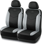 Skechers Memory Foam Seat Covers,Leather Car Seat Covers, Ultimate Comfort & Support Front Seat Covers Airbag Compatible, Automotive Universal Fit Most for SUVs, Vans, Sedans, Cars, Trucks,Gray