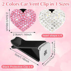 Ouligay 4Pcs Car Air Vent Clip Bling Car Air Freshener Outlet Clip Crystal Heart Shape Decorative for Women