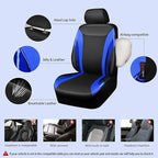 CAR PASS Jelly Leather Car Seat Covers Full Set,Waterproof Faux Leather Automotive Seat Covers for Cars,Airbag Compatible,Sporty Universal Fit for SUV,Van,Sedan,Truck(Black and Blue)