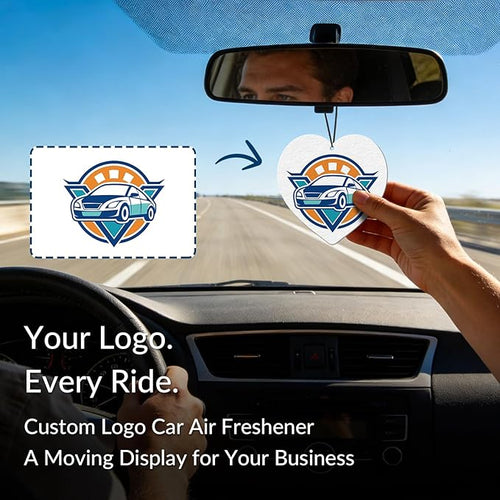 10-1000 Pcs Custom Air Fresheners with Picture - Personalized Photo/Logo/QR Code/Text, Bulk Promotional Car Gifts for Business Branding Events (A6-Heart)