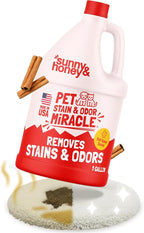 Sunny & Honey Pet Stain and Odor Remover - Enzyme Cleaner for Dog Urine and Poop on Carpets and Furniture - Strong Pet Carpet Cleaner Spray (1 Gallon Fall Spice)