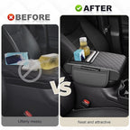 Center Console Cover Fit for Land Cruiser Faux Leather Car Armrest Cushion with Storage Bags, Cup Holder ＆ Phone Storage Multifunctional Middle Console Cover(Grey)