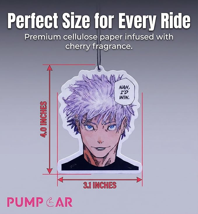 PumpCar 2 pieces satoru Nah I'd Win double-sided hanging Japanese anime cherry-scented air freshener Cool anime hanging for rearview mirror Car Interior Accessories Gifts