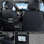 Coverado Car Seat Covers, Front Seat Cover, Waterproof Nappa Leather Seat Covers for Cars, 2 Pack Car Seat Protectors Driver Seat Cover, Automotive Seat Covers Universal Fit for Most Cars, Black&Gray