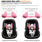 Baby Infants Adjustable Head Support Safety Pillow for Car Seat Baby Soft Neck Body Head Support, U-Shape Children Travel Pillow Cushion Stroller Neck Support for Toddlers,Pink