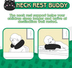 H HOMEWINS Travel Pillow for Kids,Cute Animal Neck Pillow for Boys Girls,Soft Neck Head Chin Support Pillow,Travel Accessories for Airplane, Car, Train,Recline (Black cat)