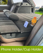 SUV Air Mattress, Inflatable SUV Mattress Bottle and Phone Holder Thickened Flocking & PVC Surface Car Air Mattress with Electric Air Pump Travel Mattress for Car Camping Road Trip (Black)