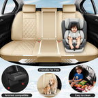 Fit HRV Car Seat Covers Compatible with Honda HRV 2016-2025 2026, Premium Leather Breathable, Wear Resistant, Airbag Compatible, All-Weather Protection & Full Coverage, Full Set Beige