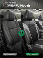 GIANT PANDA Air Cool Mesh Car Seat Cover Custom Fit Subaru Outback Forester Crosstrek Legacy Impreza,Breathable Cooling Seat Protector with Leather Back Pannel(Black+Gray)