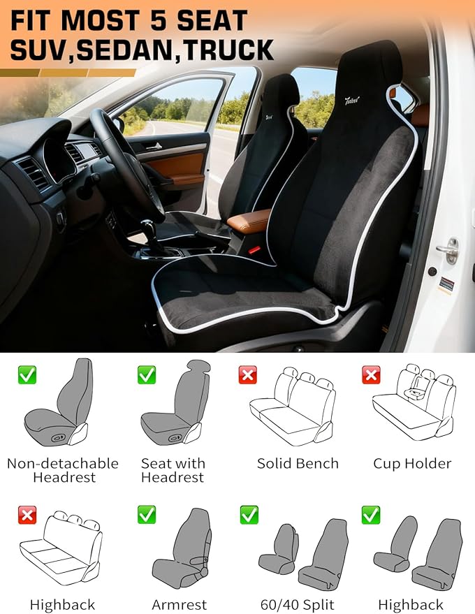 600g Ultra-Thick Waterproof Car Seat Cover Towel - Premium Heavy-Duty Terry Cloth Seat Protector for Gym, Beach, Athletes - Universal Fit, Sweat-Proof & Washable, Non-Slip Black 1pc