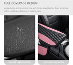 Patchwork Leather Center Console Covers for Cars,Upgraded Arm Rest Cover for Car with Side Storage Pocket for Car Seat Organizer,Middle Console Cover Stylish Car Decoration (Pink)