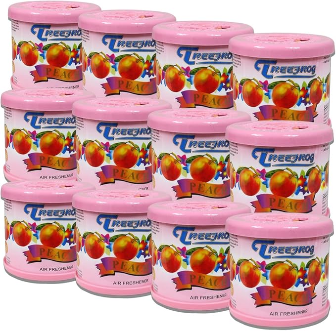 Auto Dynasty TreeFrog Gel-Typed Automotive Cup-Holder Air Freshener, Peach Scented, Pack of 12
