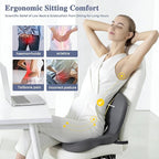 Memory Foam Seat Cushion for Sciatica & Back Pain Relief - Ergonomic Chair Pad with Adjustable Strap & Supportive Comfort Cover, Non-Slip for Car, Truck, Office Chair - Dark Gray