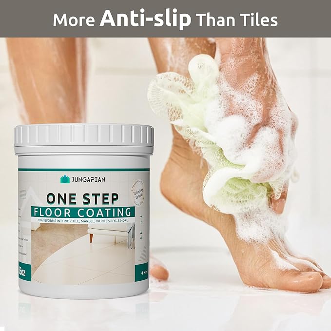 All-In-One Interior Floor Coating Kit, Water-based & Low Odor One-Step Floor Paint, High Hardness Waterproof Paint for Ceramic, Porcelain, Fiberglass, Hardwood, Laminate, Vinyl, 35OZ, Cream